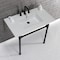 Fauceture KVPB37227W80 37-Inch Console Sink with Stainless Steel Legs (8-Inch, 3 Hole), White/Matte Black KVPB37227W80 - alternate 2